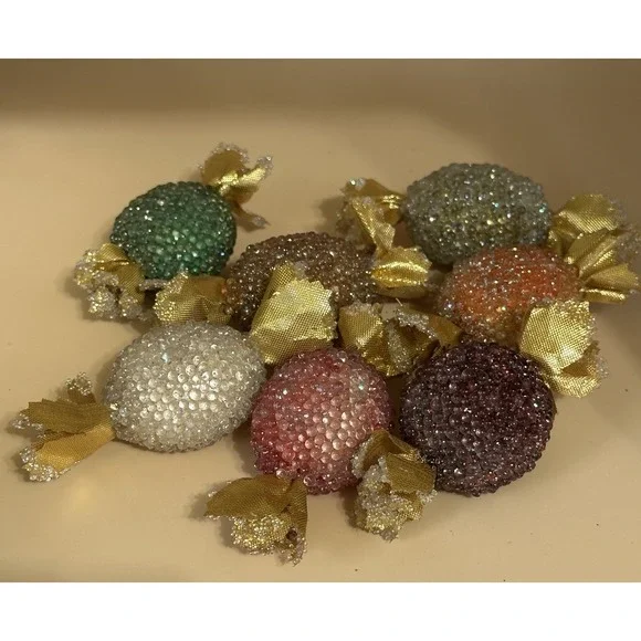 VTG Beaded Candy Pieces Faux Sugared W/ Gold Wrapper MCM Lot of 14 RARE - Picture 5 of 8